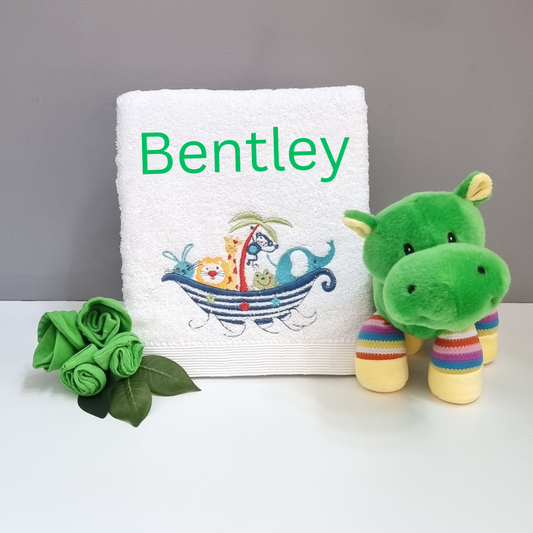 Noahs Ark Baby Bath Towel Hamper Towels Green