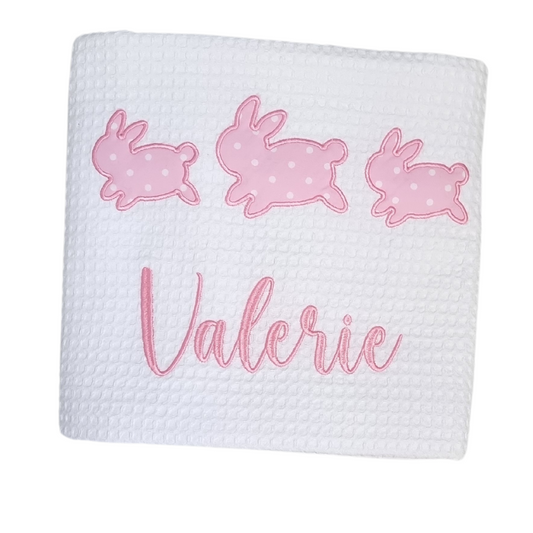 Personalised Bunny Baby Girl Blanket Baby Blanket