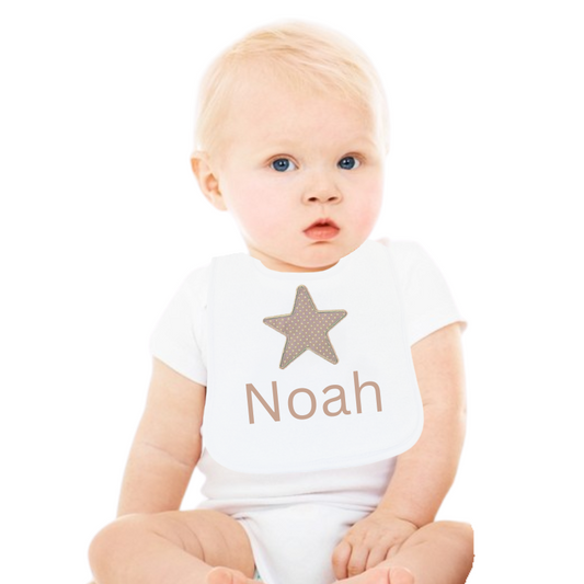 Personalised Baby Boy Bib Big Star Baby Clothing Neutral Block