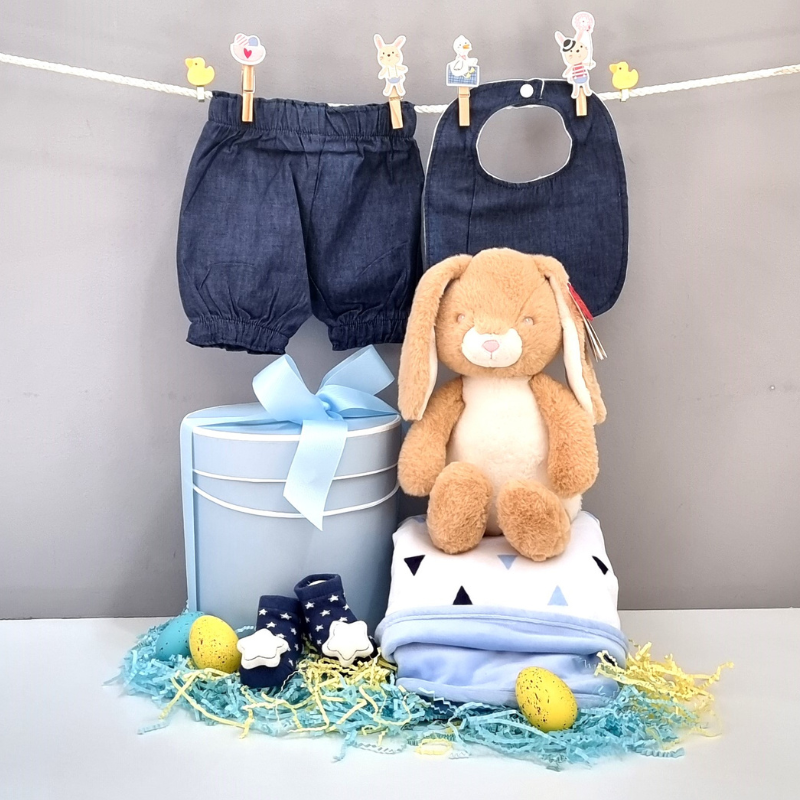 Baby Boy Blanket & Bunny Hamper