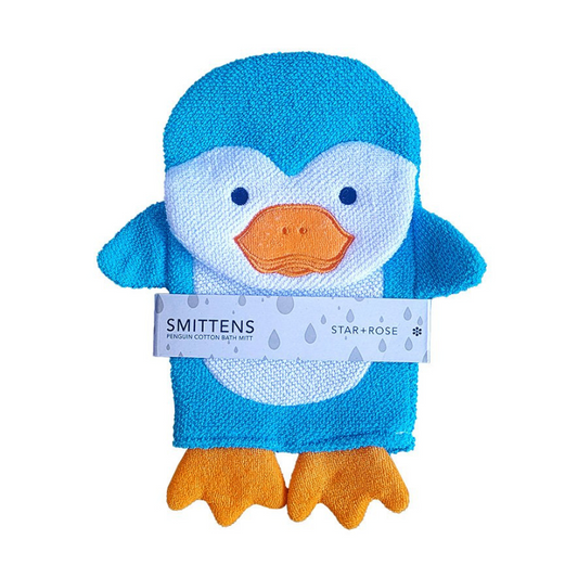Baby Bath Wash Mitts Baby Soft Toys Aqua Penguin