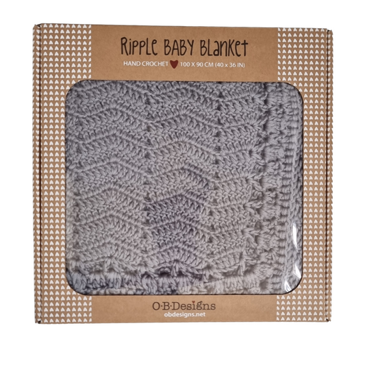 Hand Crochet Baby Blanket Neutal Grey