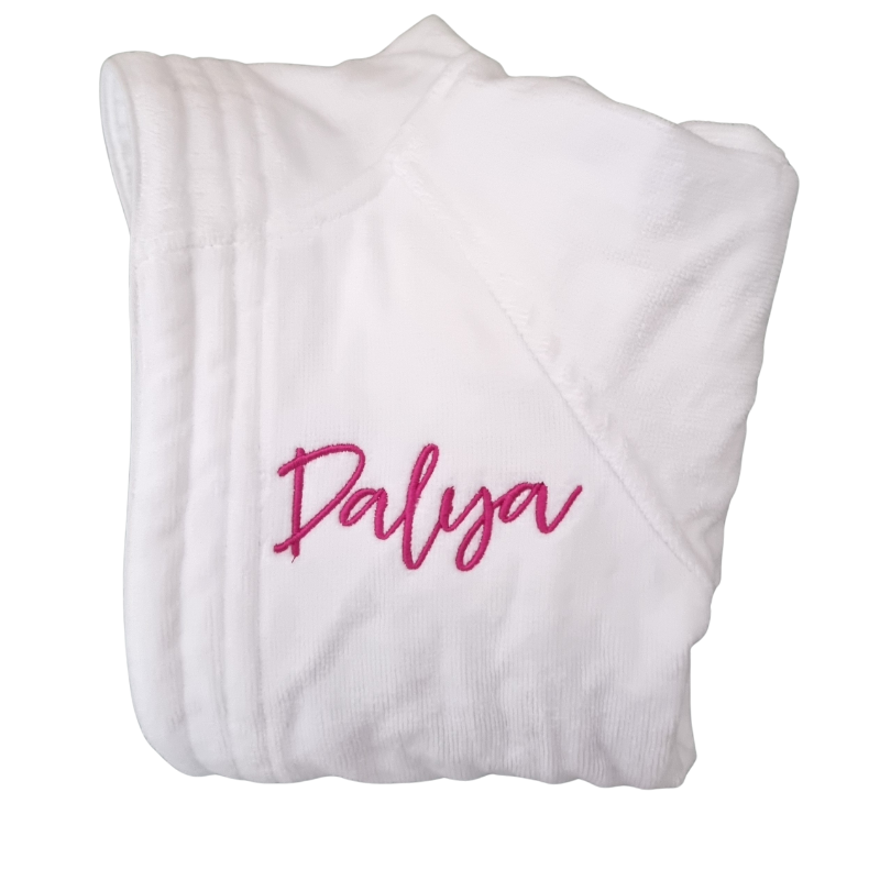 Personalised White Hooded Baby Bathrobe