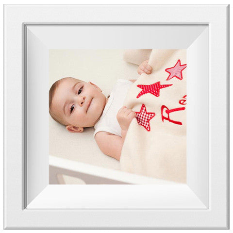 baby sleeping with personalised star design baby blanket