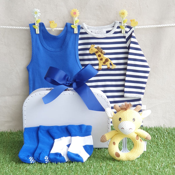 Neutral Baby Boy Girl Gift Hamper Safari Giraffe Long Sleeve 0-3