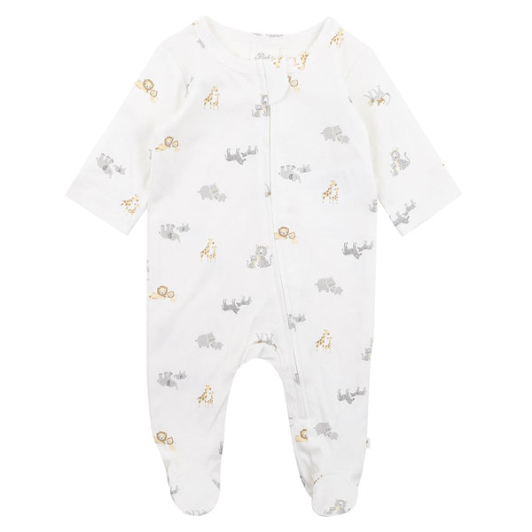 Organic baby suit safari animals design.