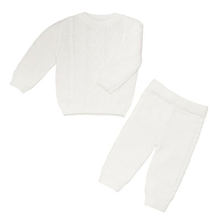 Cable Knitted Baby Suit Set Neutral