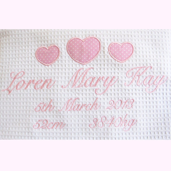 Girl's Personalised Christening Blanket