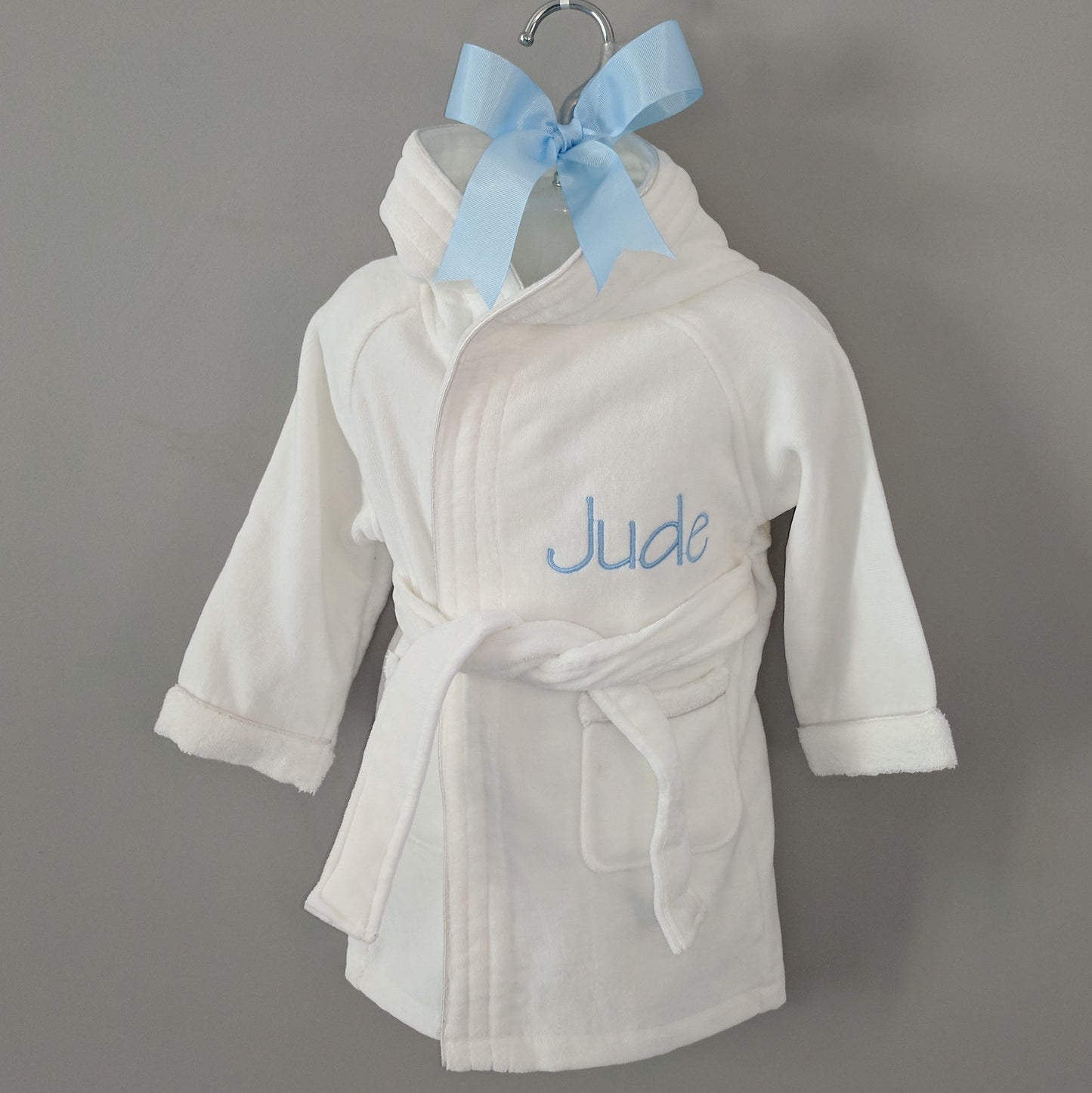 Personalised White Hooded Baby Bathrobe