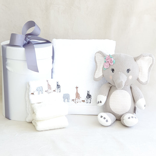 Neutral Personalised Jungle Friends Bath Towel Hamper