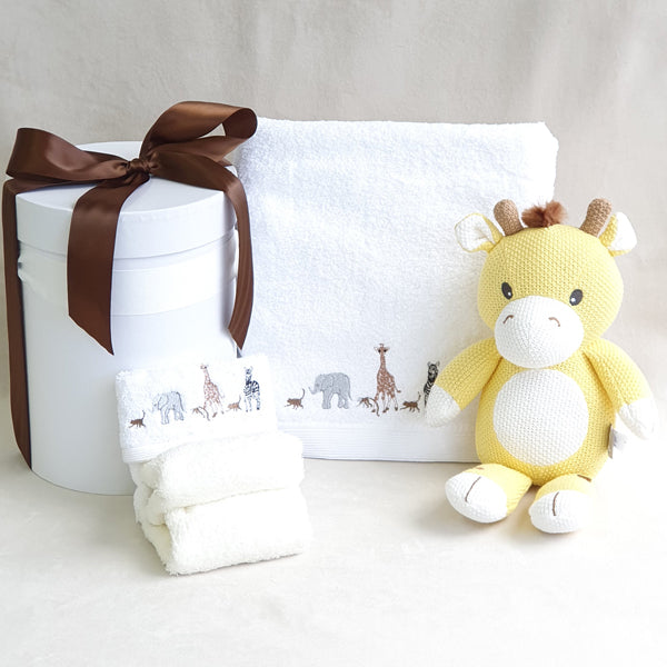 Neutral Personalised Jungle Friends Bath Towel Hamper