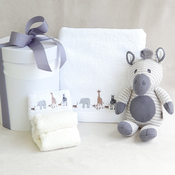 Neutral Personalised Jungle Friends Bath Towel Hamper