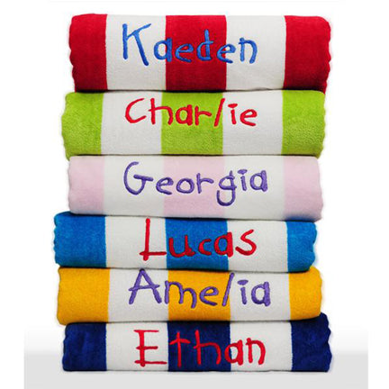 Kids Personalised Beach Towel Red|#B22222
