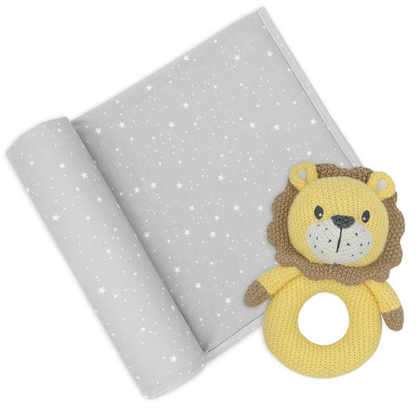 Leo Lion Neutral Jersey Baby Swaddle Set