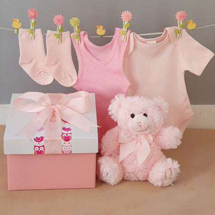 Girl's Little Bear in a Box Baby Pink