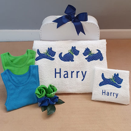 My Personalised Scotty Dog Bath Towel Set