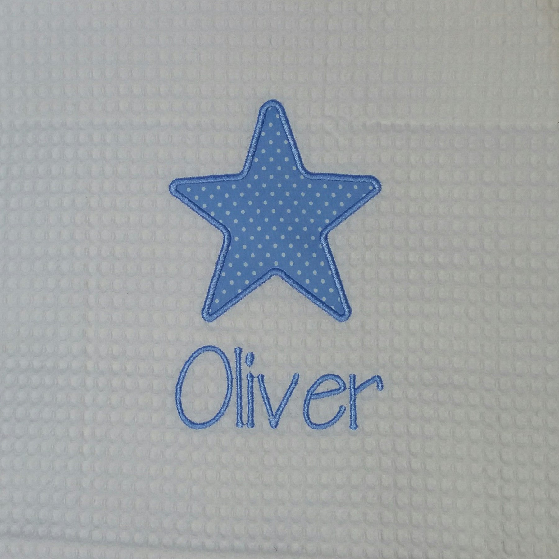 personalised baby blue star blanket