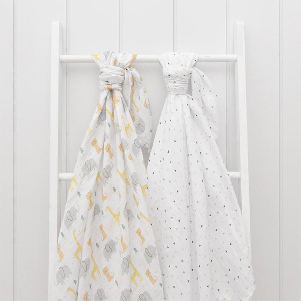 Animal Parade 100% Cotton Muslin Baby Wrap Set Neutral