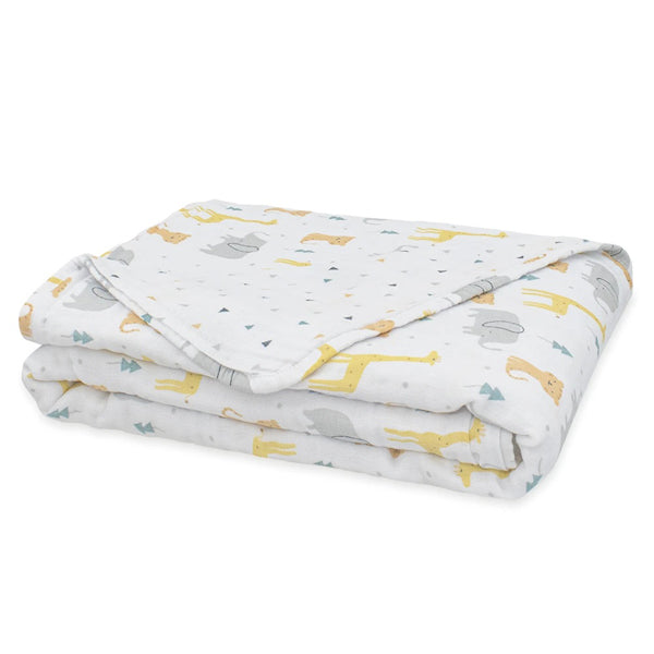 Animal Parade 100% Cotton Muslin Baby Blanket Neutral