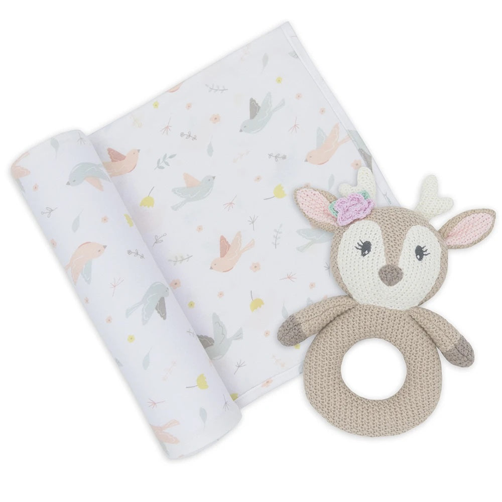 Ava Deer Jersey Wrap Rattle Set