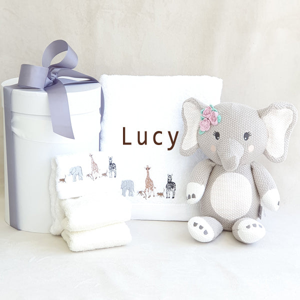 Neutral Personalised Jungle Friends Bath Towel Hamper