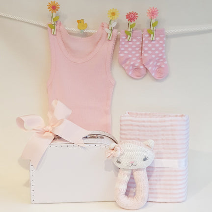 Little Kitty Muslin Wrap Baby Girl Hamper