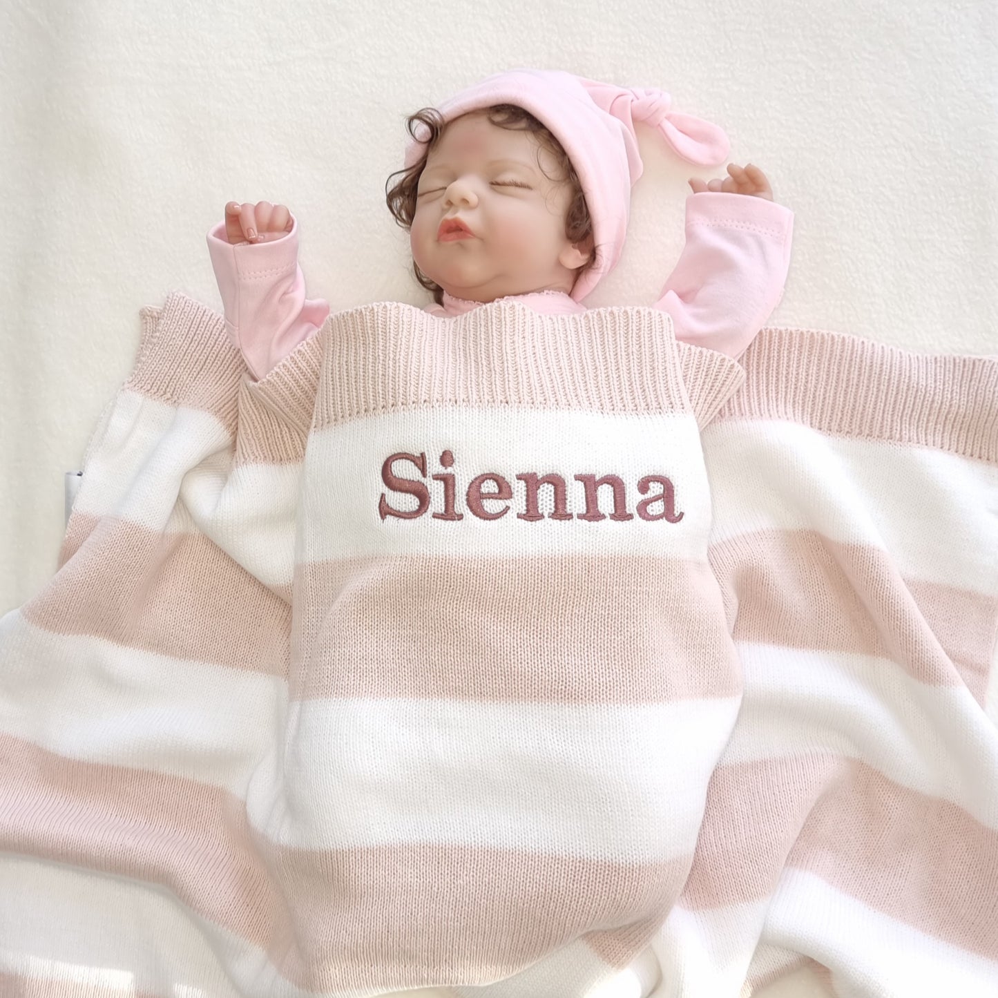 Personalised Knitted Baby Blanket Blush