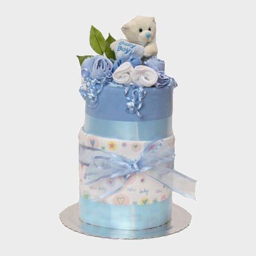 nappy cake baby boy two tiers with teddy