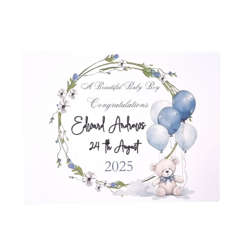 Personalised Baby Greeting Cards Teddy