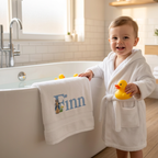 Personalised Baby Boy Bath Towel Bunny Peter Rabbit