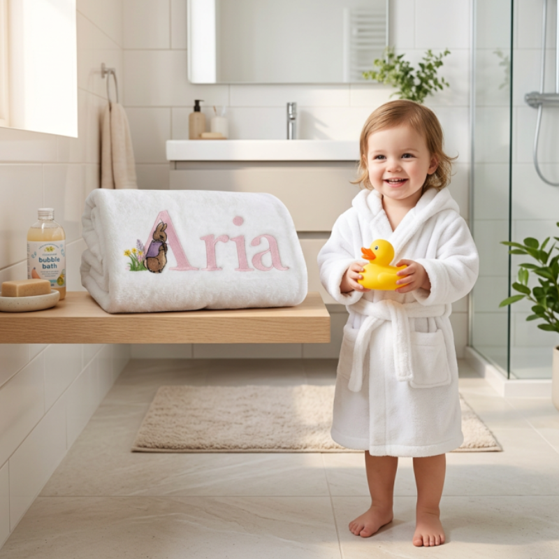 Personalised Baby Bath Towel Hamper Cottontail