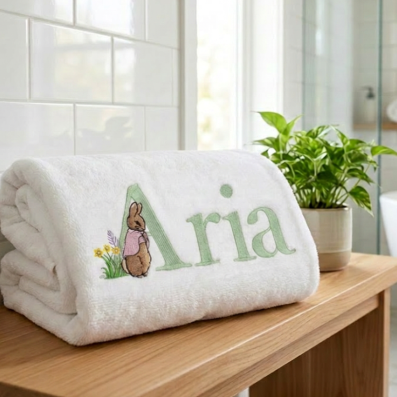 Personalised Baby Bath Towel Hamper Cottontail