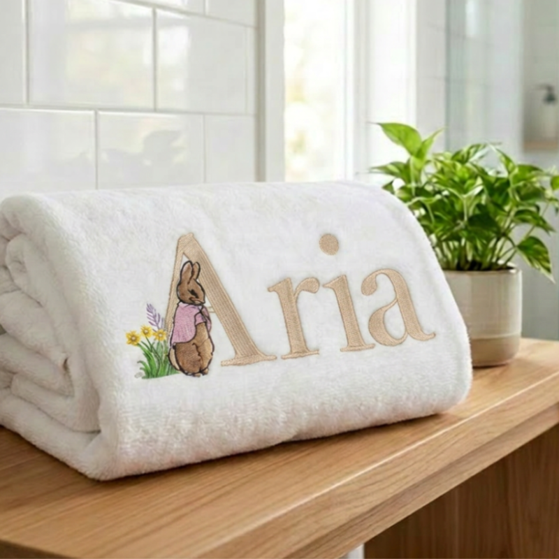 Personalised Baby Bath Towel Hamper Cottontail