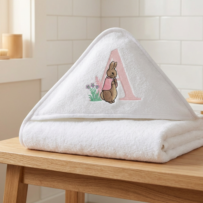 Personalised Hooded Baby Bath Towel Cottontail Rabbit