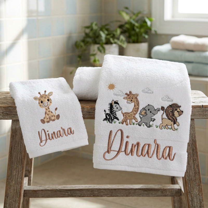 Jungle Friends Parade Personalised Bath Towel Set