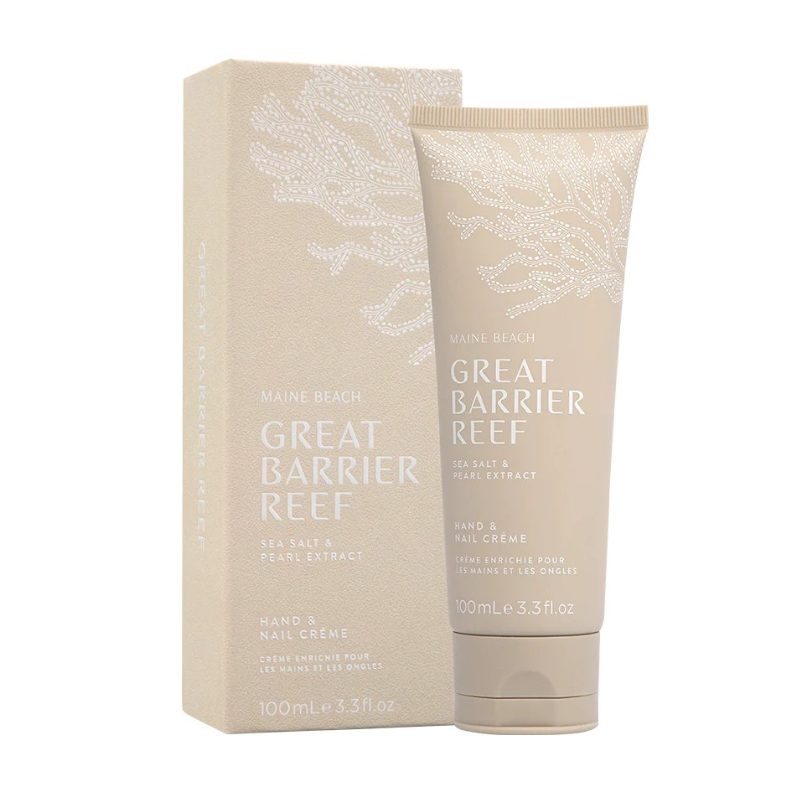 Great Barrier Reef hand and nail crème with packaging on a white background