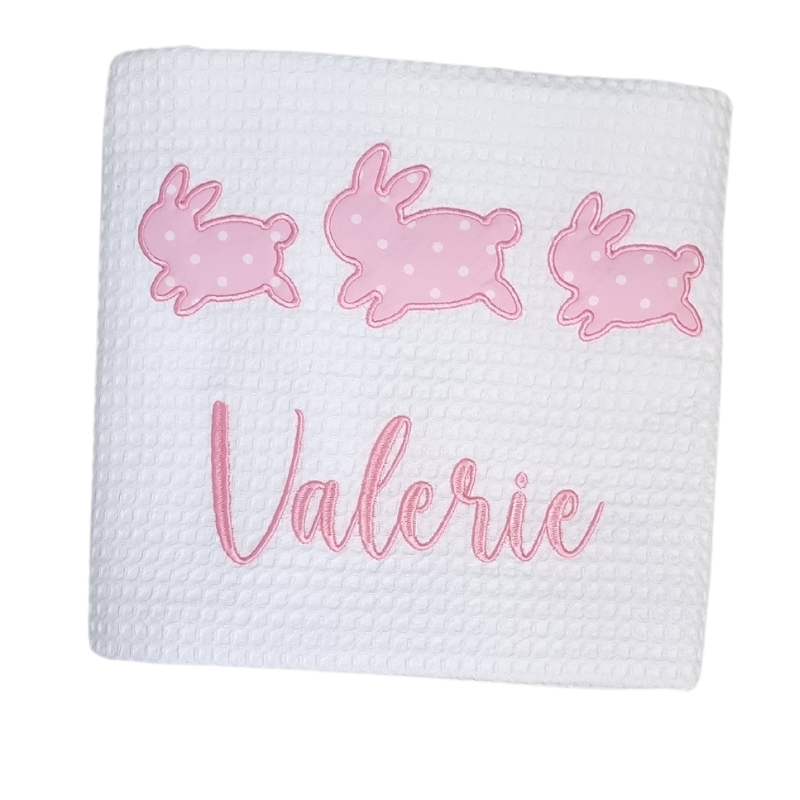 Personalised Bunny Baby Girl Blanket Baby Blanket 