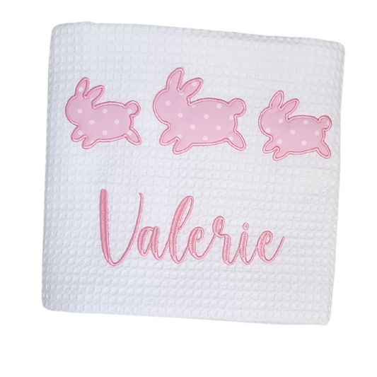 Personalised Bunny Baby Girl Blanket