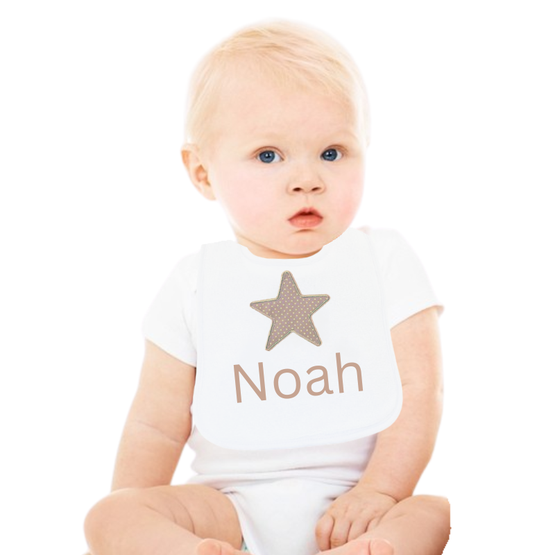Personalised Baby Boy Bib Big Star Baby Clothing Neutral Block 