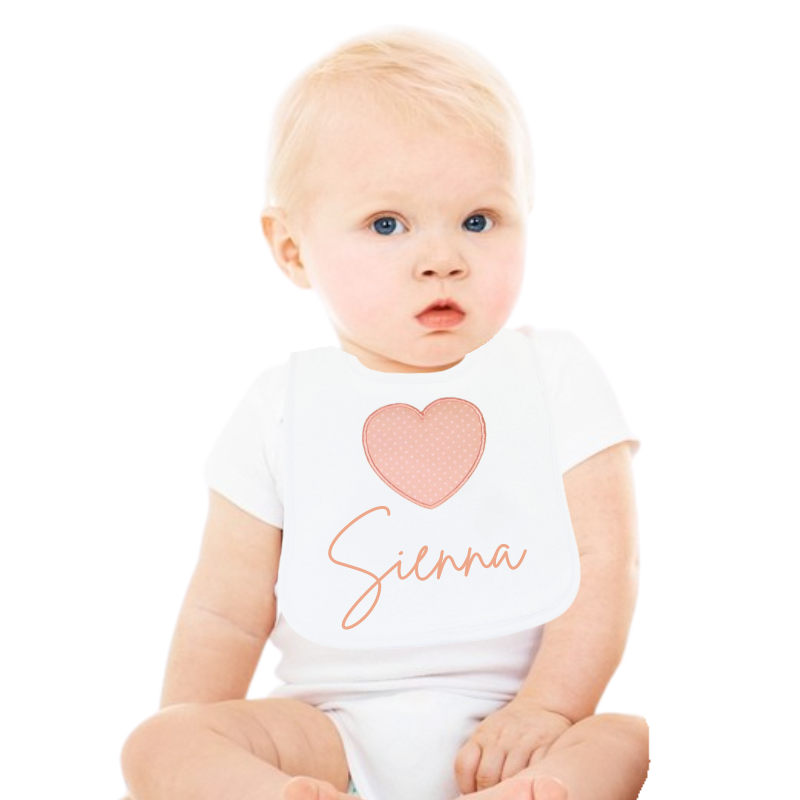 Personalised Baby Girl Bib Big Hearts