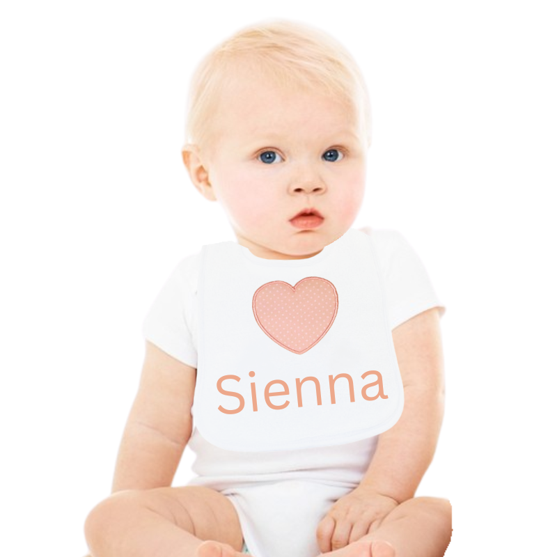 Personalised Baby Girl Bib Big Hearts