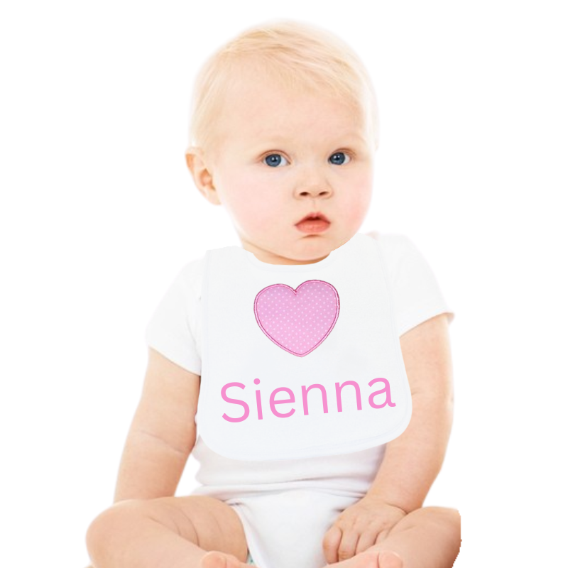 Personalised Baby Girl Bib Big Hearts