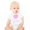 Personalised Baby Girl Bib Big Hearts Baby Clothing Pink Script 