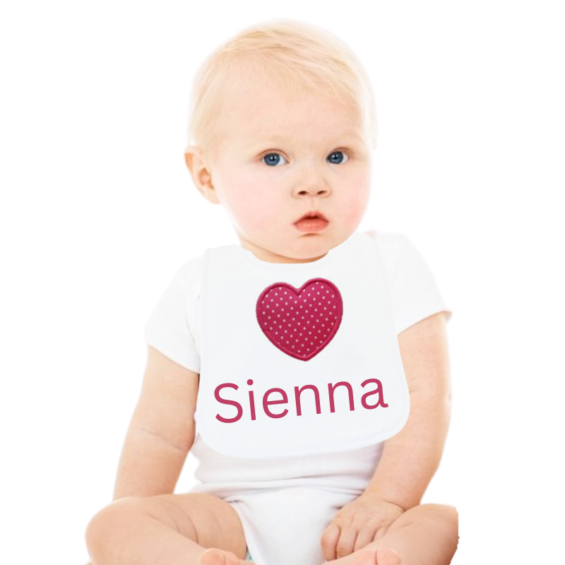 Personalised Baby Girl Bib Big Hearts