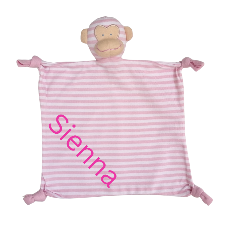 Baby Girls Cheeky Little Monkey Personalised Comforter