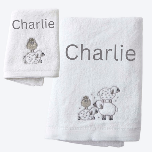 Little Lamb Personalised Baby Bath Towel Hamper