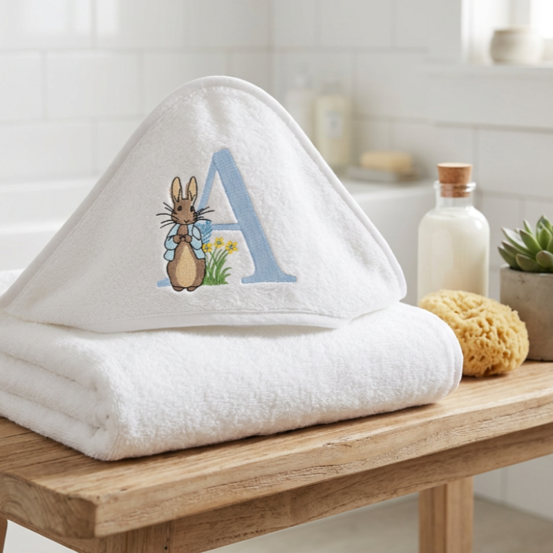 Personalised Baby Hooded Bath Towel Peter Rabbit