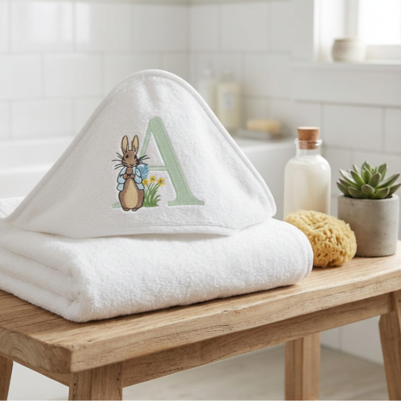 Personalised Baby Hooded Bath Towel Peter Rabbit
