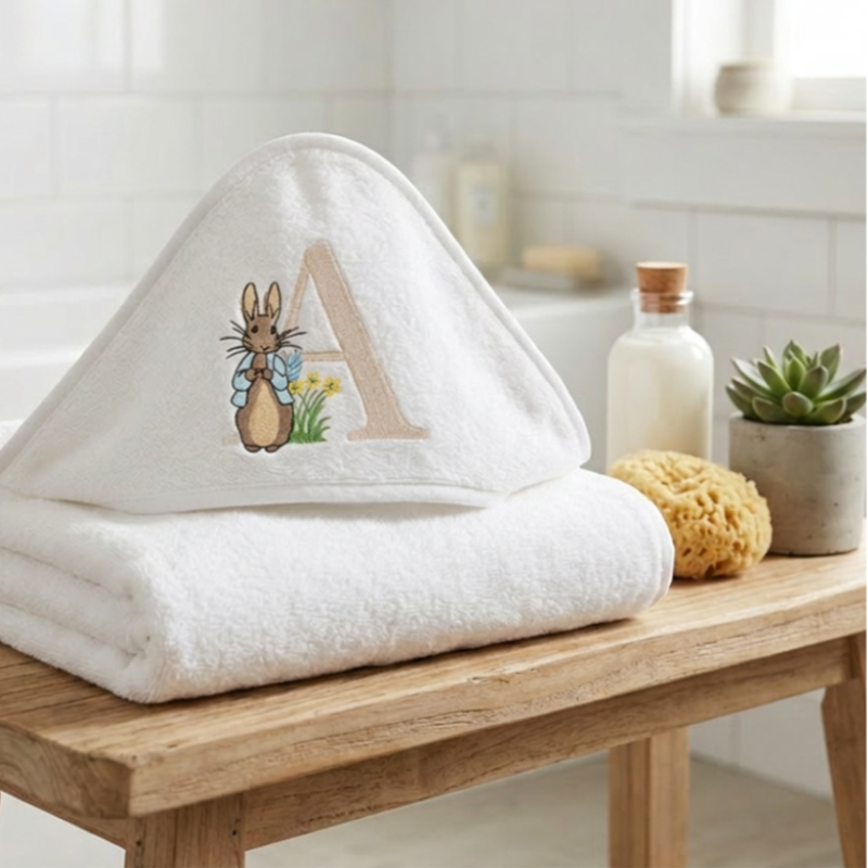 Personalised Baby Hooded Bath Towel Peter Rabbit