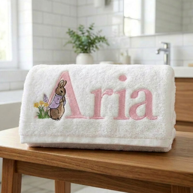 Personalised Baby Bath Towel Hamper Cottontail